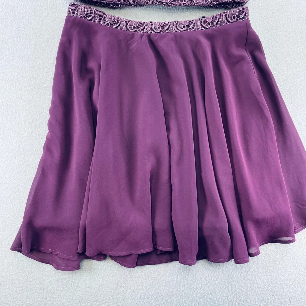 Windsor Women Two Piece Dress Lace Chiffon 11 Purple Homecoming Prom Skater